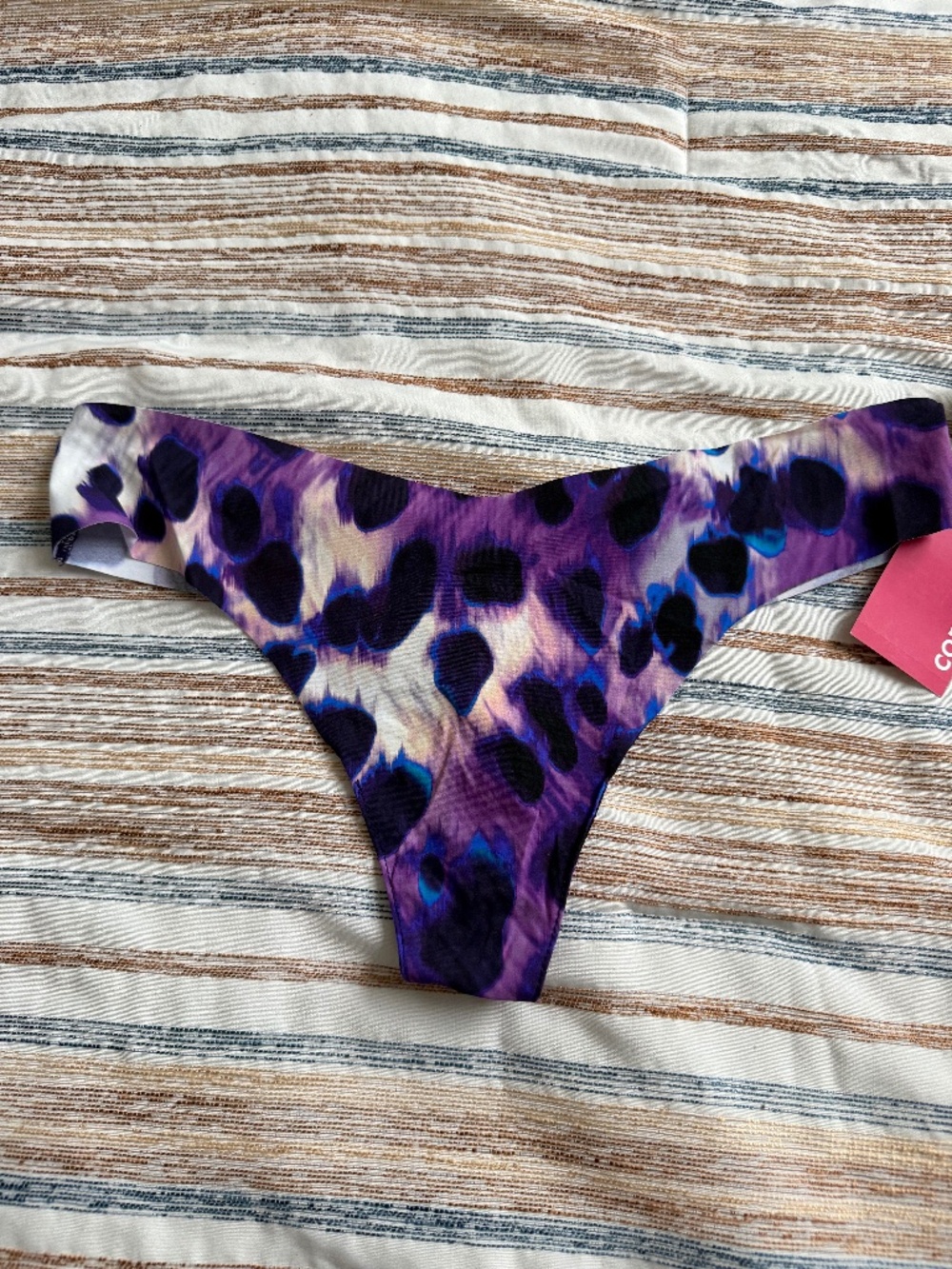 Commando Kenya Purple Classic Print Thong Size M/L